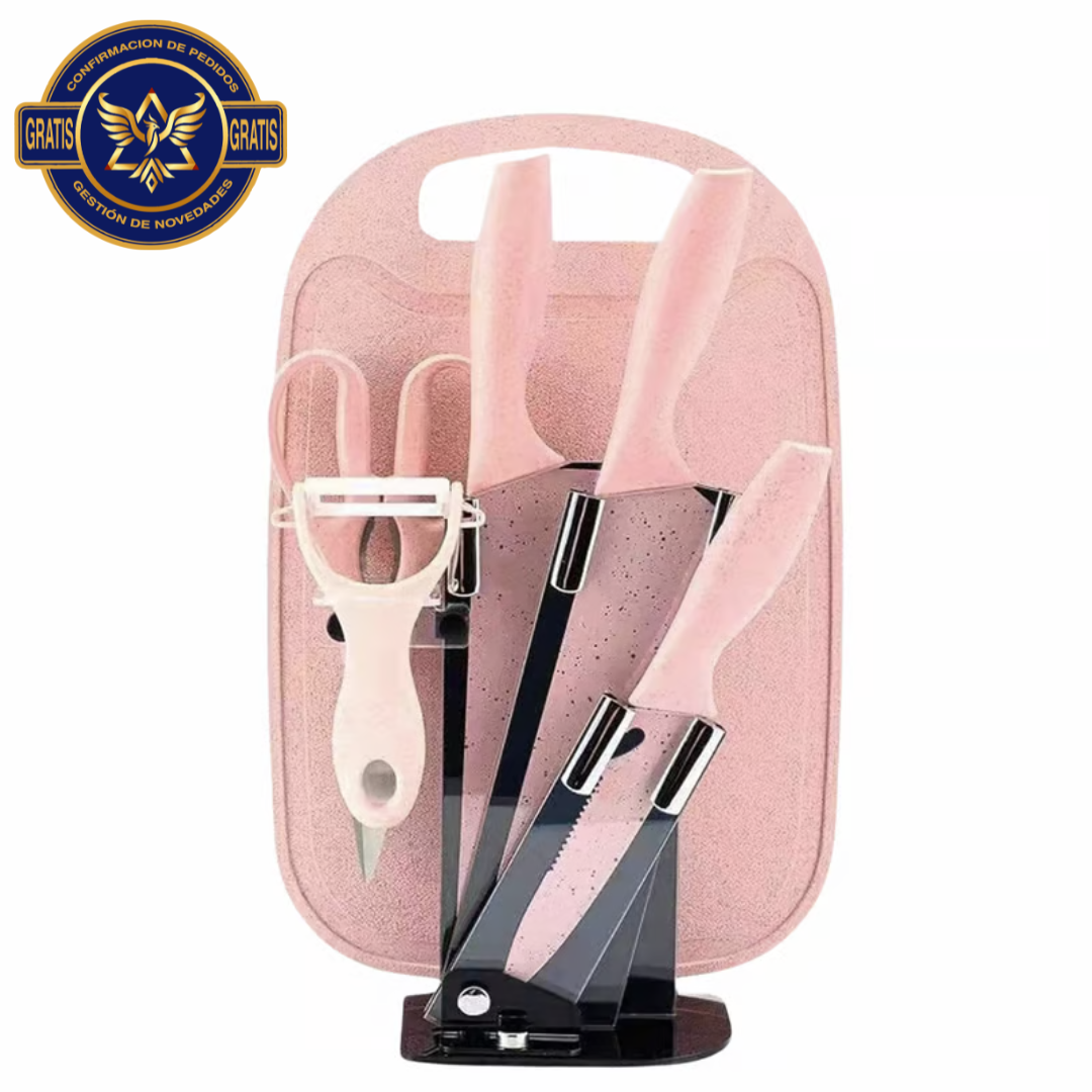 Cuchillos En Acero Con Base Y Tabla X7